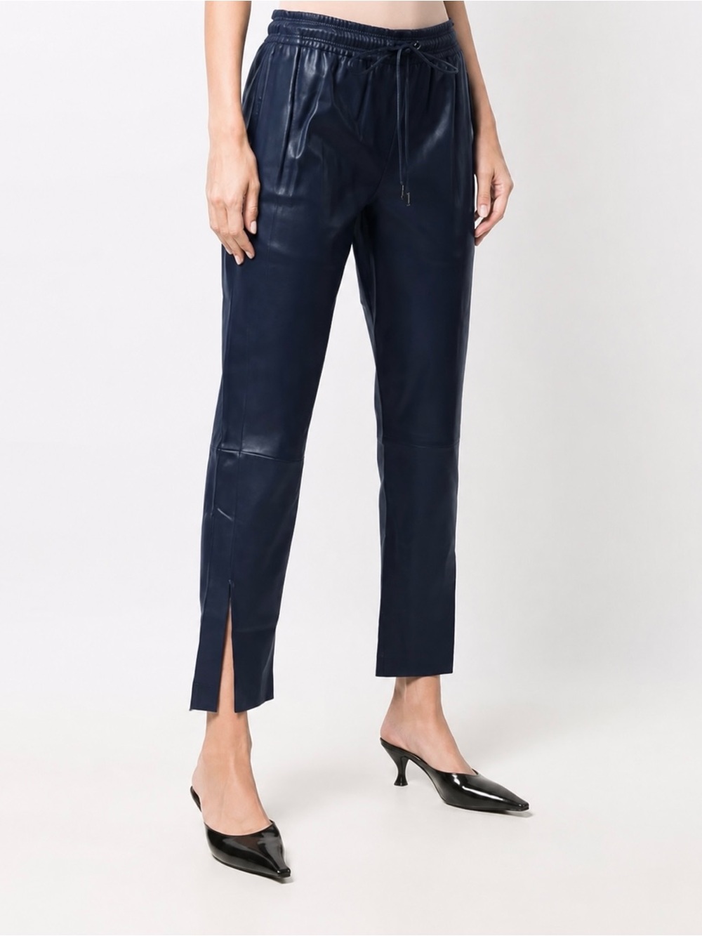 NWT Theory 100% Nappa Leather Slit Pull On Drawstring Pants